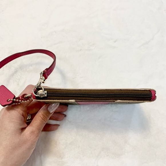 Coach Signature PVC Leather Corner Zip Wristlet - Picture 7 of 11